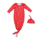 Newborn knitted cotton knot pajamas - Image 3