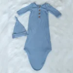 Wholesale Newborn Baby Knotted Gown Sleeping Bag with Hat private label - Image 2