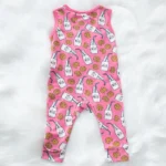 Bulk Baby 100% Organic Cotton One-Piece Romper sleeveless Zip Front Pajamas - Image 2