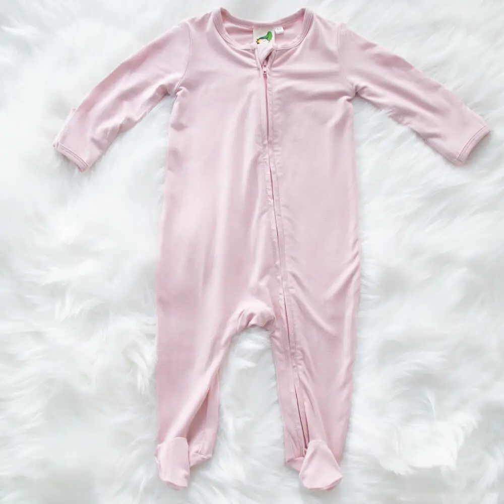 1531819477604425730-30 Soft Bamboo Footie Pajamas Baby Zipper Closure Onesie Custom logo - Image 1