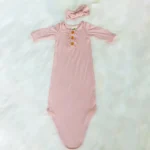Pink Gown Knotted Newborn with Headband baby girl - Image 2
