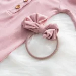Newborn Baby Sleeper Gown Knotted Gown Baby Girl Pajamas with headband - Image 6