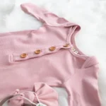 Newborn Baby Sleeper Gown Knotted Gown Baby Girl Pajamas with headband - Image 4