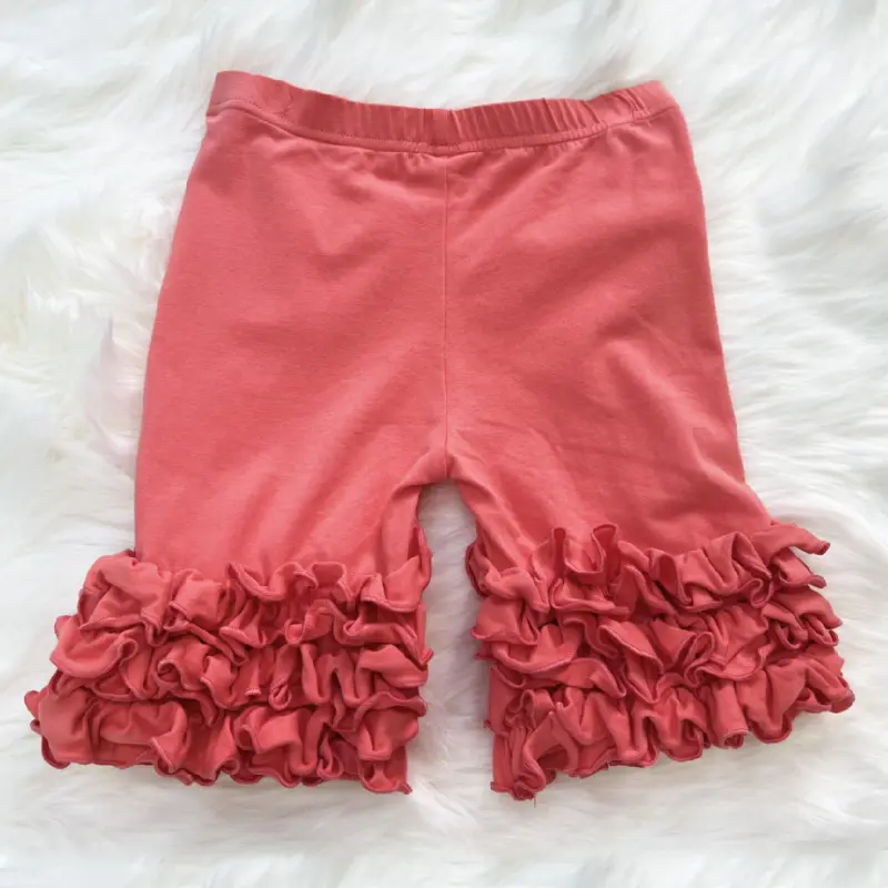 1554775465759547393-6 Custom baby Little Girls Solid Ruffles Cotton Shorts Pants maufacturer - Image 1