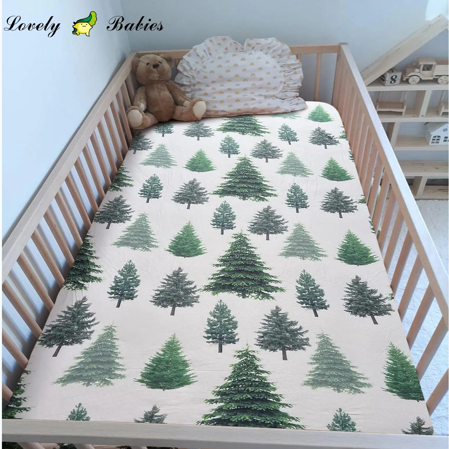 1557333745472053249-2 OEM Organic cotton Crib Sheet Boys and Girls fitted Crib Sheet - Image 1