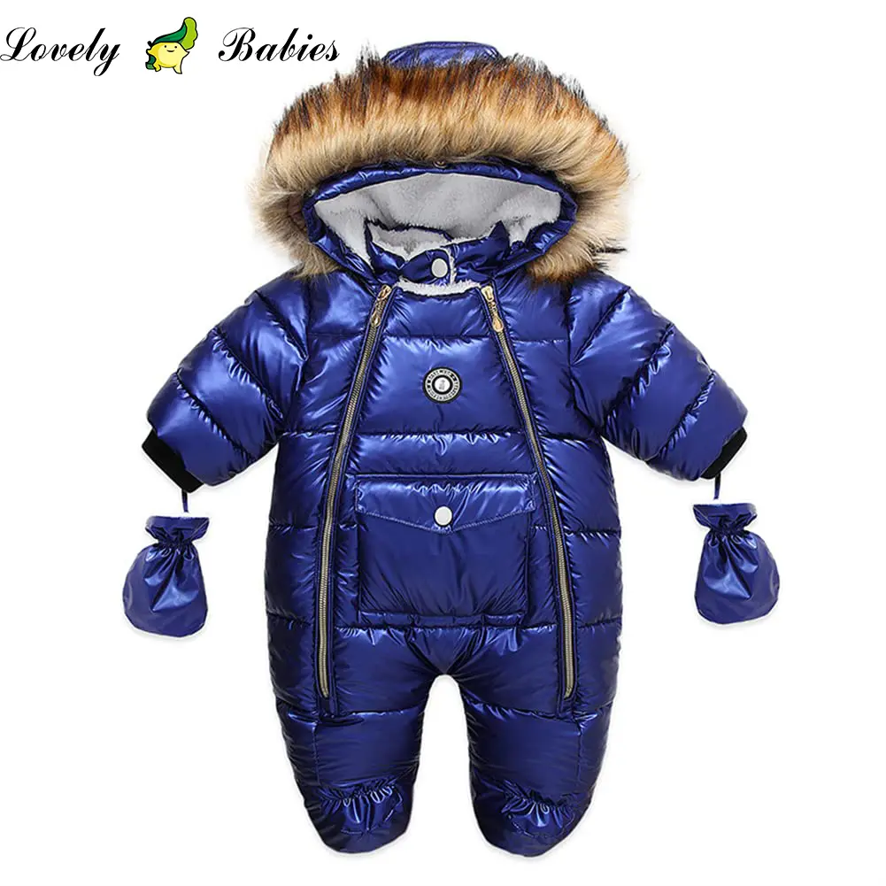 1573235106877218817-2 Wholesale OEM Snowsuit Romper Hood Footie Outwear Toddler Jumpsuit Down Coat Jacket - Image 1