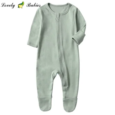 Baby Boys Girls Organic Cotton Zip-Front Sleeper Pajamas Footed Sleep Playsuit - Image 2