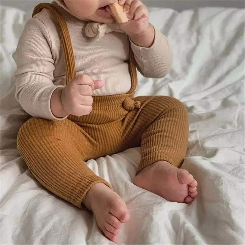 1592427907405815810-32 Baby boy suspenders rib trousers for girls - Image 1