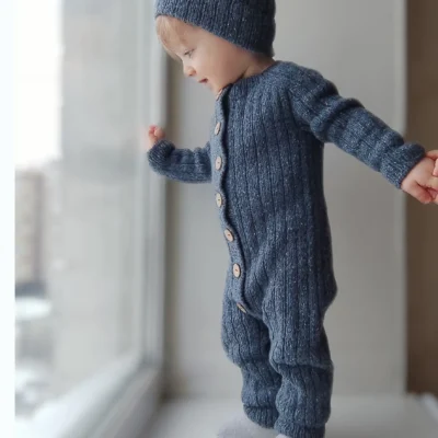 OEM&ODM Baby toddler ribbed jumpsuit romper knitting patterns set Wholesale - Image 4