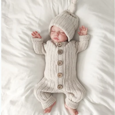 OEM&ODM Baby toddler ribbed jumpsuit romper knitting patterns set Wholesale - Image 2