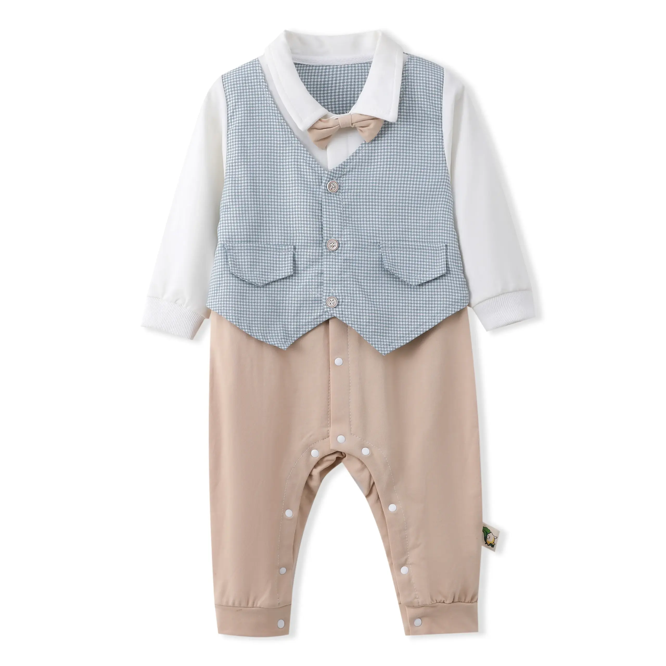 1683352095705575425-10 Custom Baby Boys Clothes Sets Bowtie Shirts Suspenders Pants - Image 1