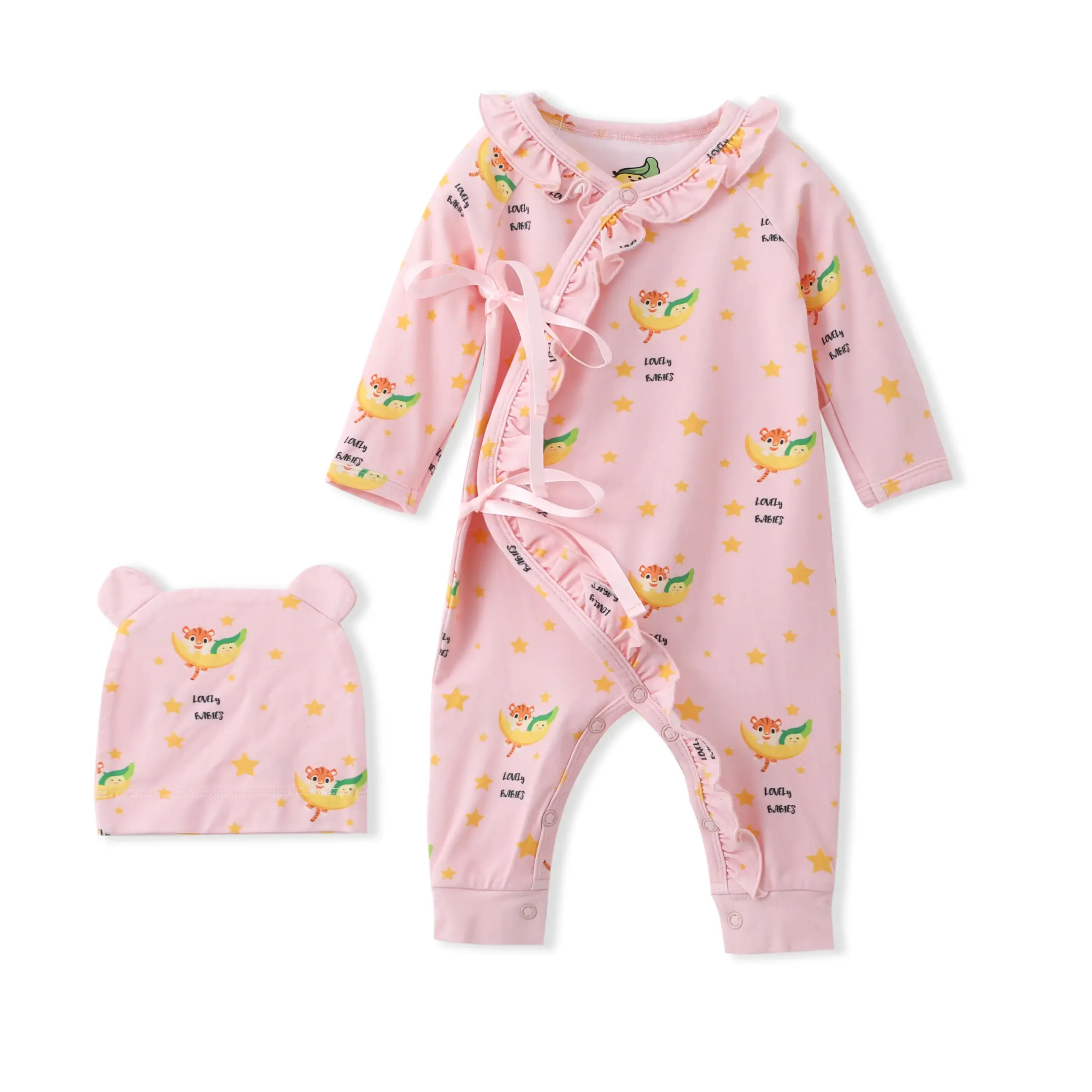 1687012404857188353 Custom Newborn Print Bodysuit with Hat - Image 1