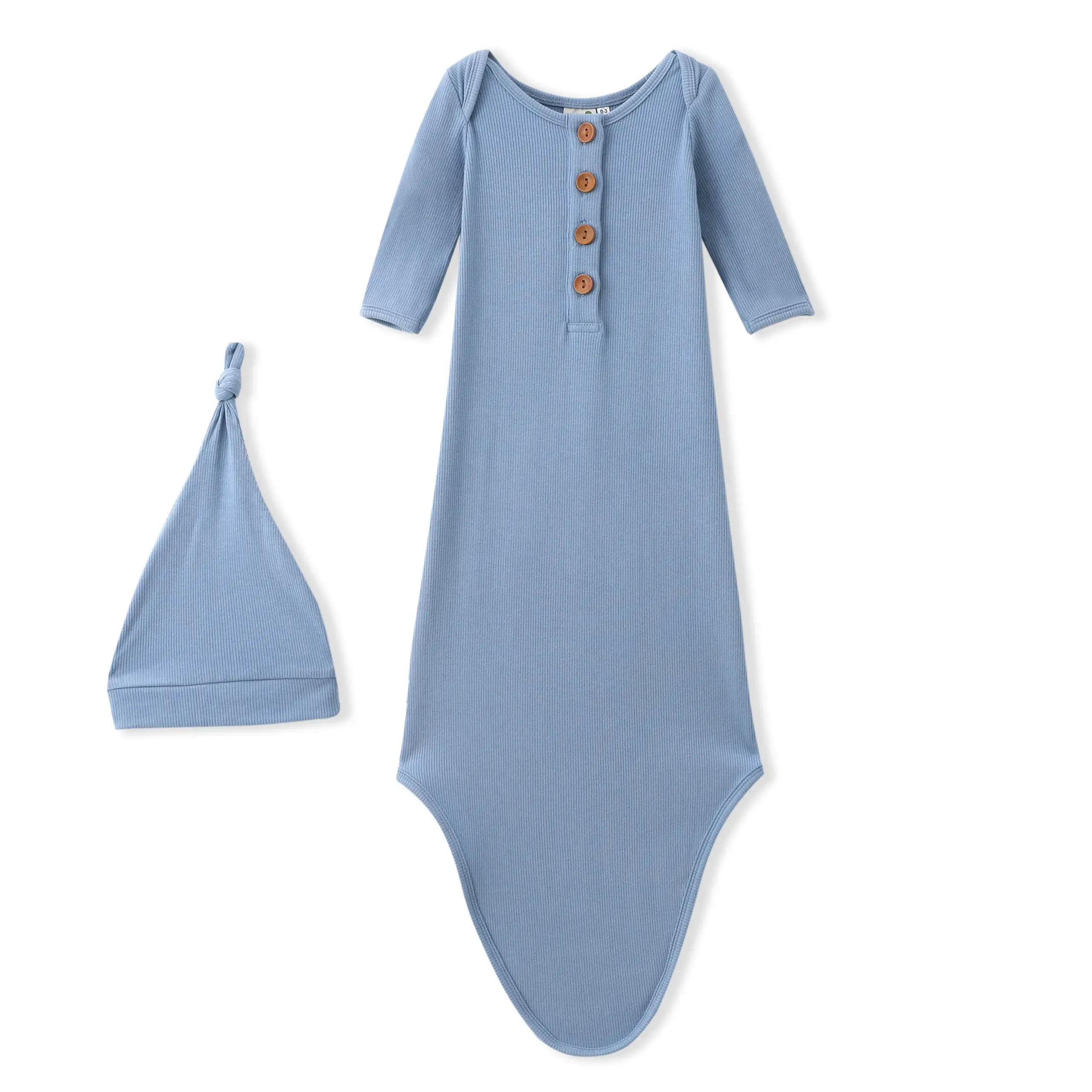 1688855297028829185-13 OEM&ODM 100% Organic cotton Baby Noah Knotted Gown 0-6 months - Image 1