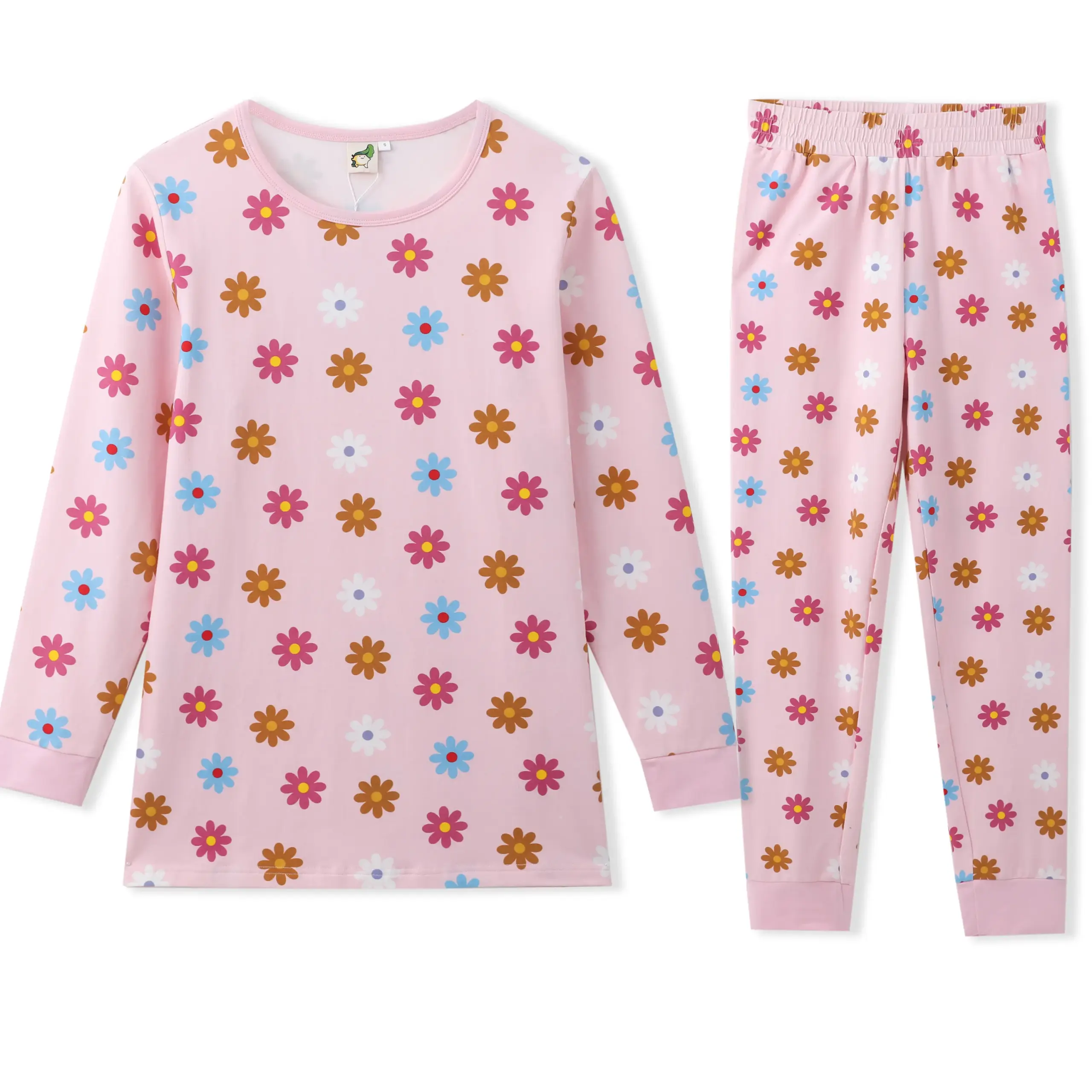 Custom Women's 100% organic cotton print 2 Piece Sleepwear Set