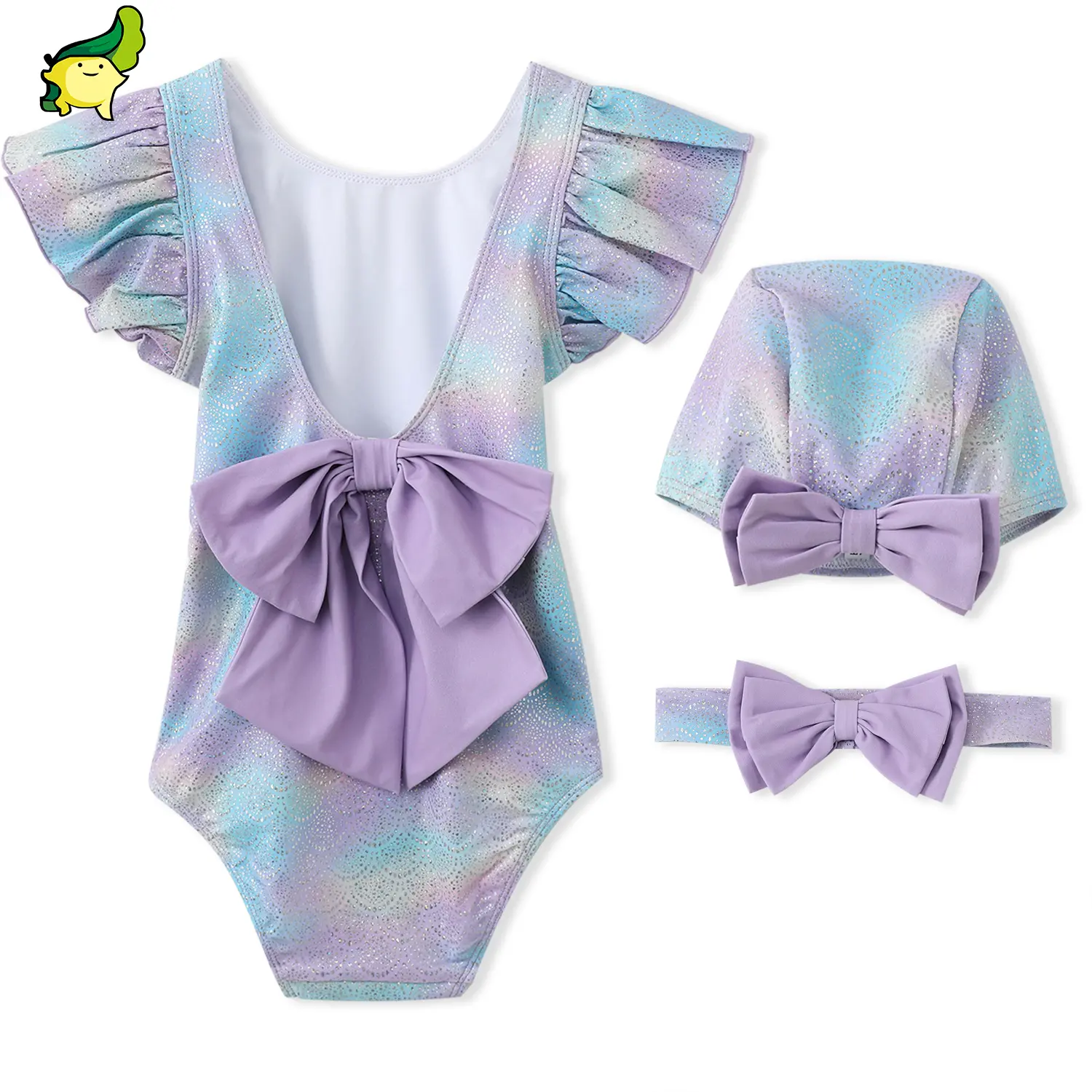 1717099774830751745 Custom print Girls' 2pcs Bikini gold foil Swimsuit Set supplier - Image 1