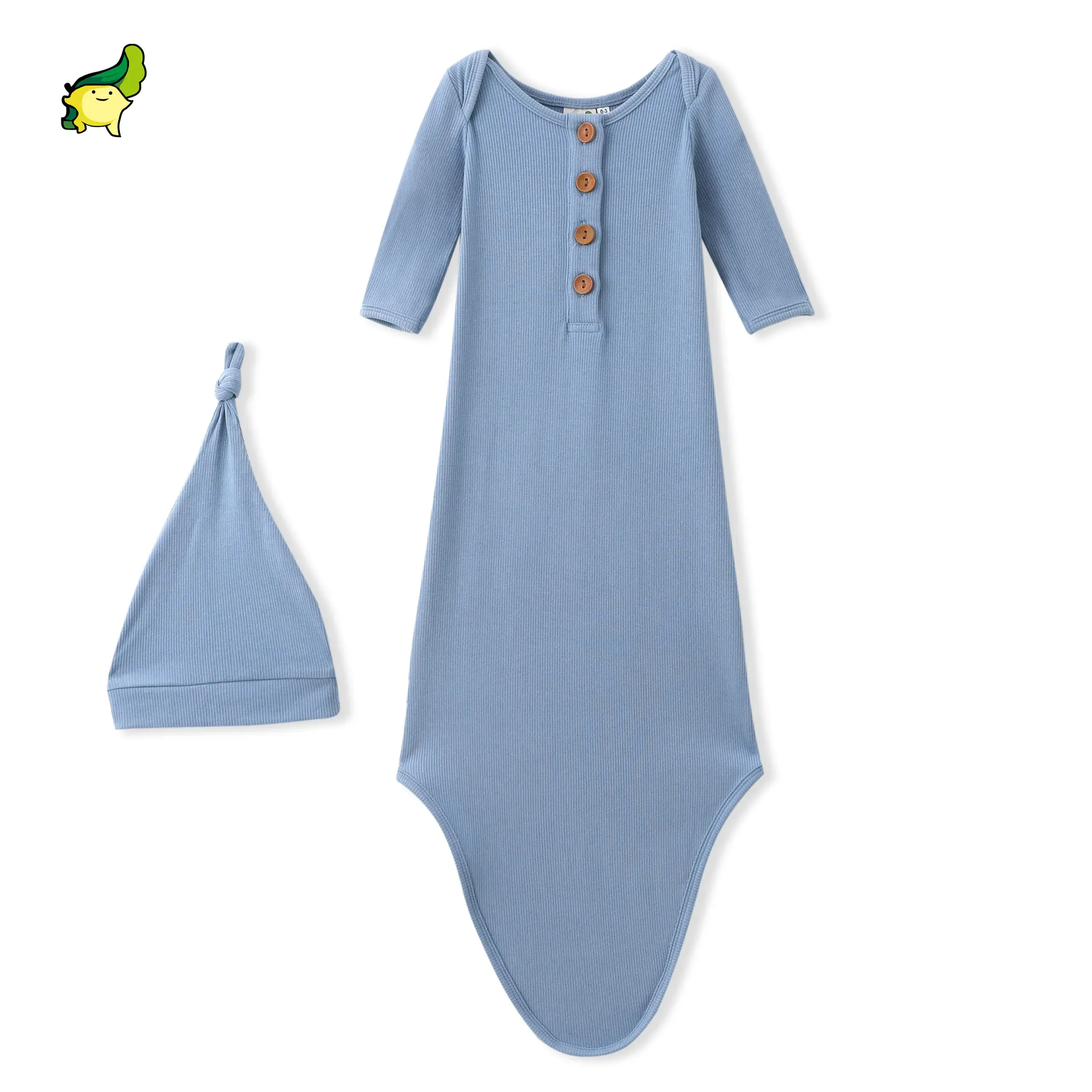 1717113036133675010-6 Wholesale Newborn Baby Knotted Gown Sleeping Bag with Hat private label - Image 1