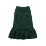 Forest Green Ruffled Dog Sweater Dress - Cozy Knit Pet Dress for Small & Medium Dogs