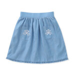 Embroidered Chambray Skirt with Ruffled Hem for Girls