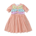British Designer Polka Dot Dress with Colorful Bow Quilt Style