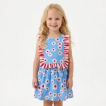 Sweet Daisy Print Sleeveless Dress with Ruffled Trim for Kids - Image 4