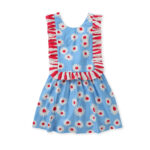 Sweet Daisy Print Sleeveless Dress with Ruffled Trim for Kids