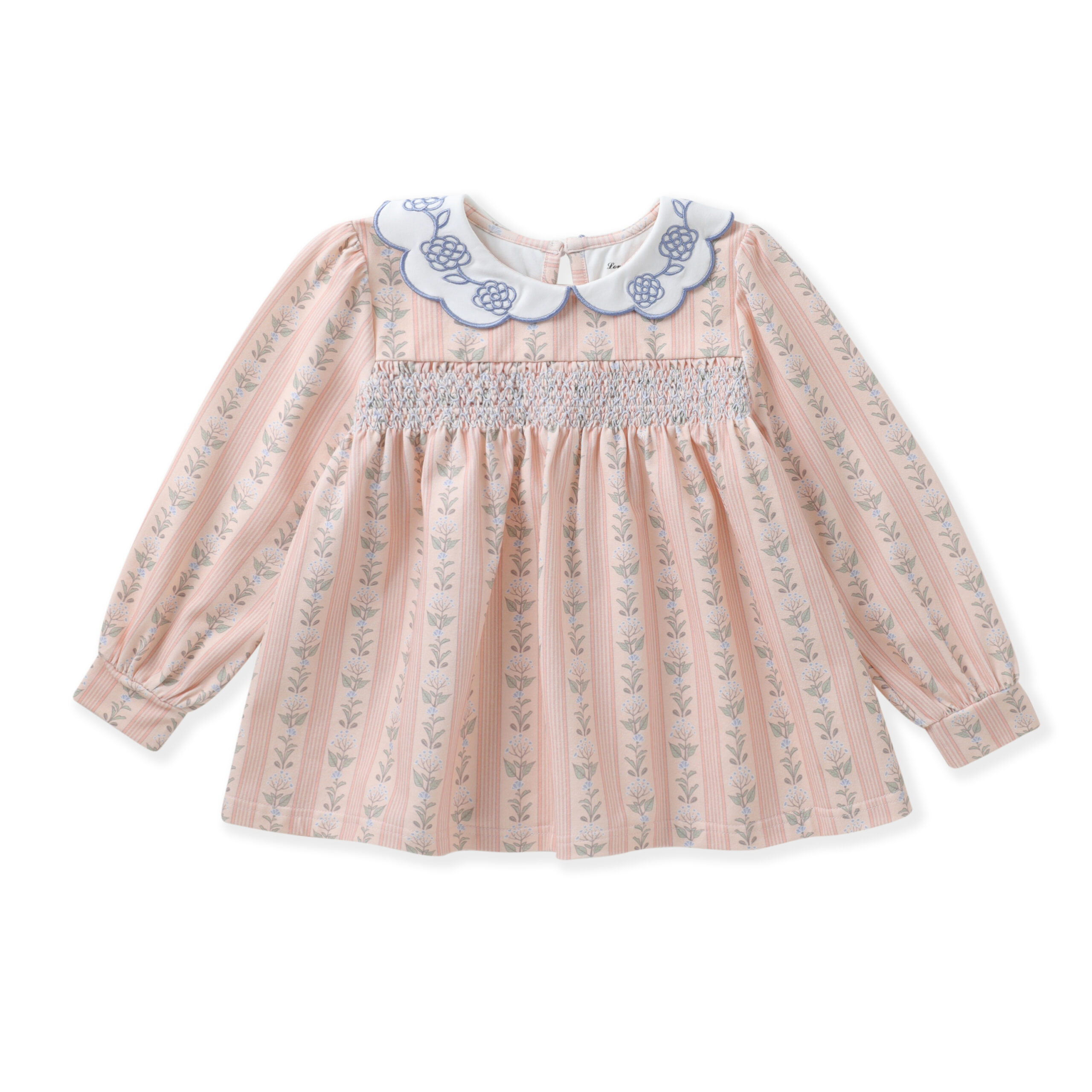 371A7879 Embroidered Peter Pan Collar Smocked Blouse (Matching Family Style) - Image 1